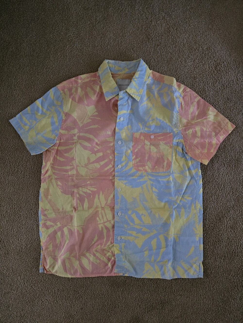 American Eagle Tropical Print Short-Sleeve Shirt - Multicolor
